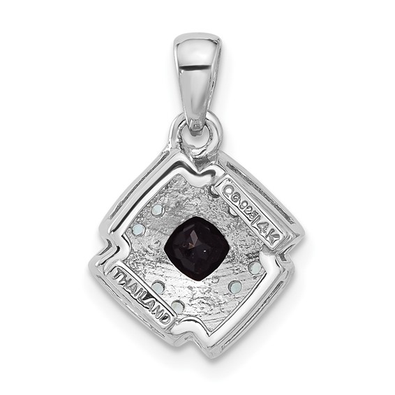 Shey Couture Sterling Silver Rhodium-plated with 14k Accent .49 Onyx and .16 Swiss Blue Topaz 18 inch Necklace