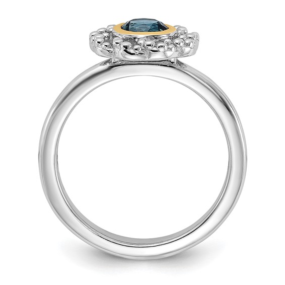 Shey Couture Sterling Silver Rhodium-plated with 14k Accent London Blue Topaz Ring