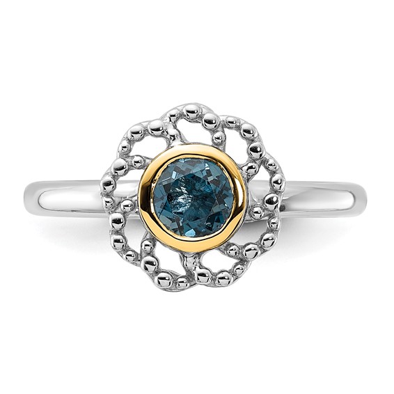 Shey Couture Sterling Silver Rhodium-plated with 14k Accent London Blue Topaz Ring