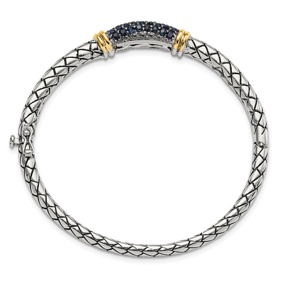 Shey Couture Sterling Silver Rhodium-plated with 14k Accent Sapphire Bangle Bracelet