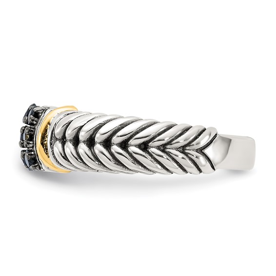 Shey Couture Sterling Silver with 14k Accent Black Rhodium Antiqued Sapphire Ring