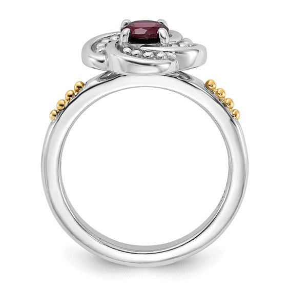 Shey Couture Sterling Silver Rhodium-plated with 14k Accent Garnet Ring