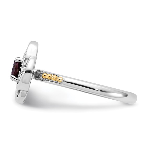 Shey Couture Sterling Silver Rhodium-plated with 14k Accent Garnet Ring