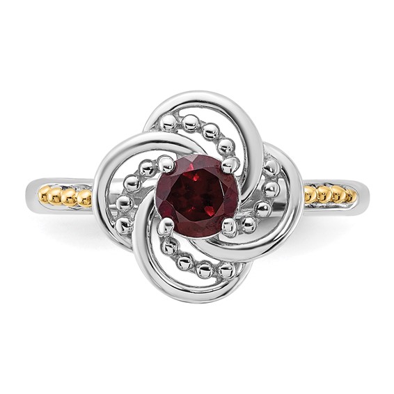 Shey Couture Sterling Silver Rhodium-plated with 14k Accent Garnet Ring