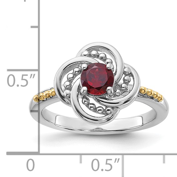 Shey Couture Sterling Silver Rhodium-plated with 14k Accent Garnet Ring