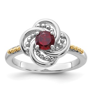 Shey Couture Sterling Silver Rhodium-plated with 14k Accent Garnet Ring