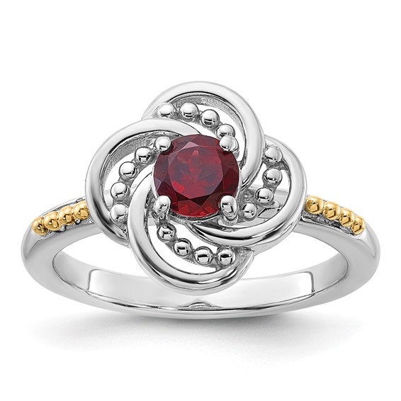 Shey Couture Sterling Silver Rhodium-plated with 14k Accent Garnet Ring