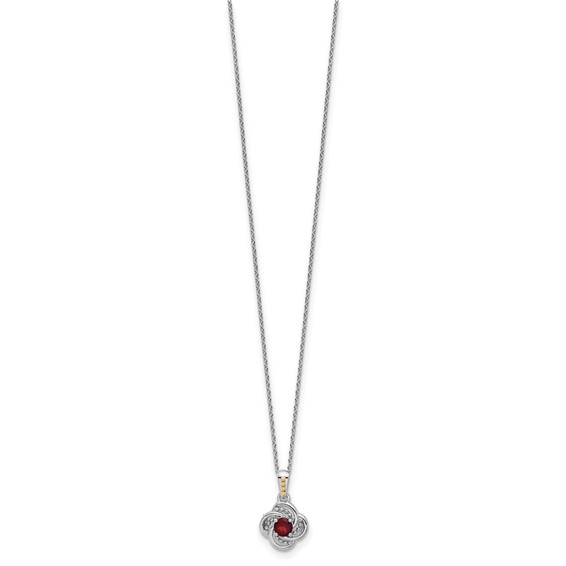 Shey Couture Sterling Silver Rhodium-plated with 14k Accent Garnet 18 inch Necklace