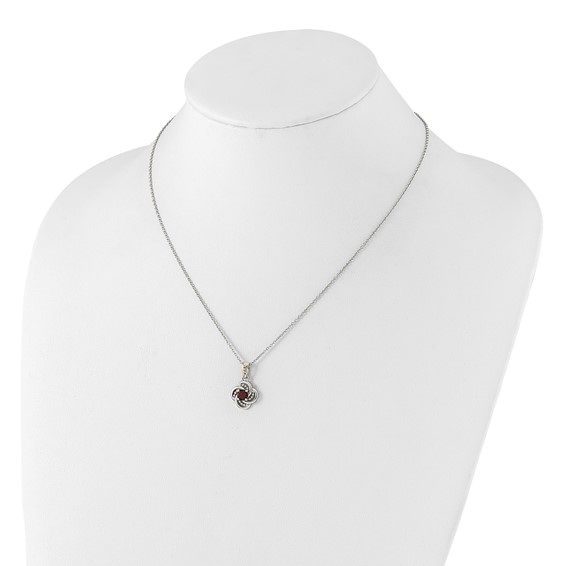 Shey Couture Sterling Silver Rhodium-plated with 14k Accent Garnet 18 inch Necklace