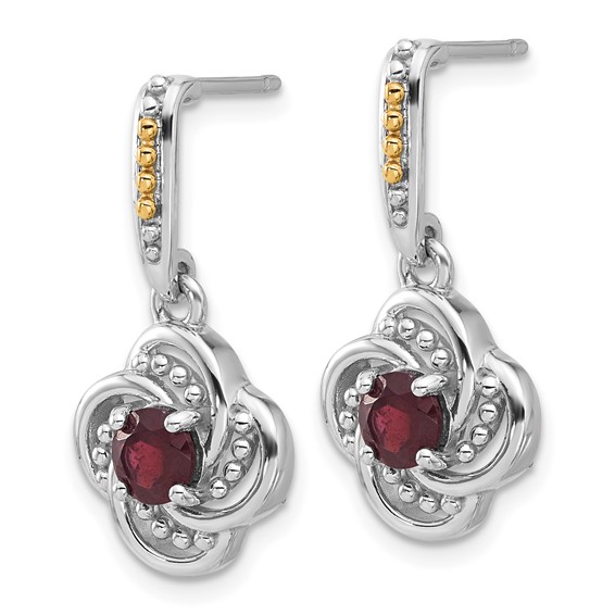 Shey Couture Sterling Silver Rhodium-plated with 14k Accent Garnet Dangle Post Earrings