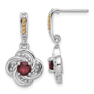 Shey Couture Sterling Silver Rhodium-plated with 14k Accent Garnet Dangle Post Earrings