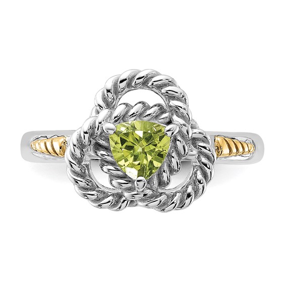 Shey Couture Sterling Silver Rhodium-plated with 14k Accent Peridot Ring