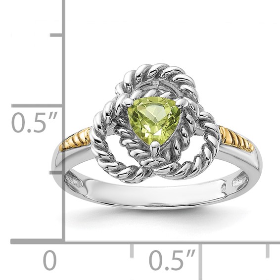 Shey Couture Sterling Silver Rhodium-plated with 14k Accent Peridot Ring