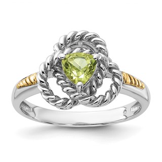 Shey Couture Sterling Silver Rhodium-plated with 14k Accent Peridot Ring