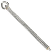 Shey Couture Sterling Silver with 14K Accent 7.75 Inch Antiqued Diamond Heart Bracelet view 2