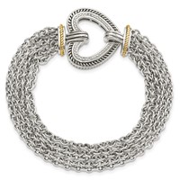 Shey Couture Sterling Silver with 14K Accent 7.75 Inch Antiqued Diamond Heart Bracelet view 5