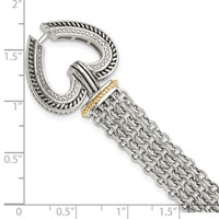 Shey Couture Sterling Silver with 14K Accent 7.75 Inch Antiqued Diamond Heart Bracelet view 4