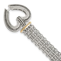 Shey Couture Sterling Silver with 14K Accent 7.75 Inch Antiqued Diamond Heart Bracelet view 1