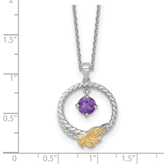 Sterling Silver w/14k Circle Leaf Gemstone Necklaces