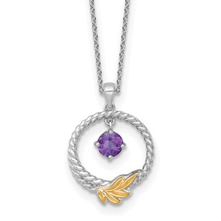 Sterling Silver w/14k Circle Leaf Gemstone Necklaces