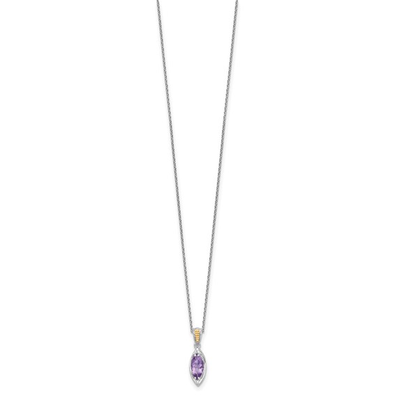 Sterling Silver w/14k Marquise Gemstone Necklace