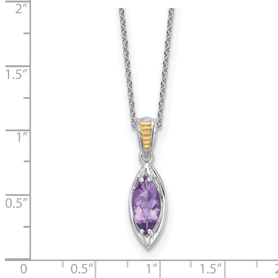 Sterling Silver w/14k Marquise Gemstone Necklace