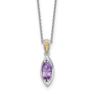 Sterling Silver w/14k Marquise Gemstone Necklace