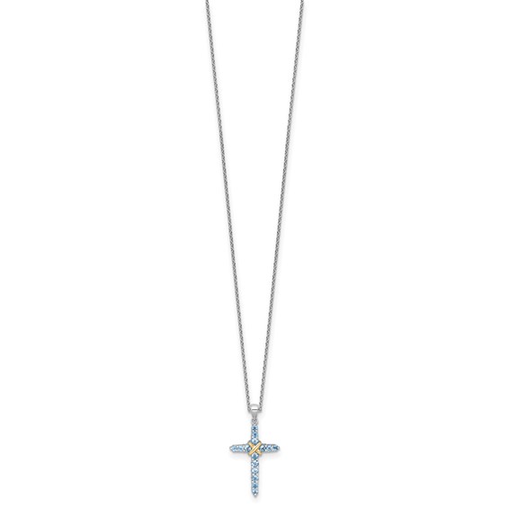 Sterling Silver w/14k Cross Gemstone Necklaces