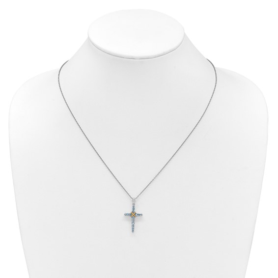 Sterling Silver w/14k Cross Gemstone Necklaces