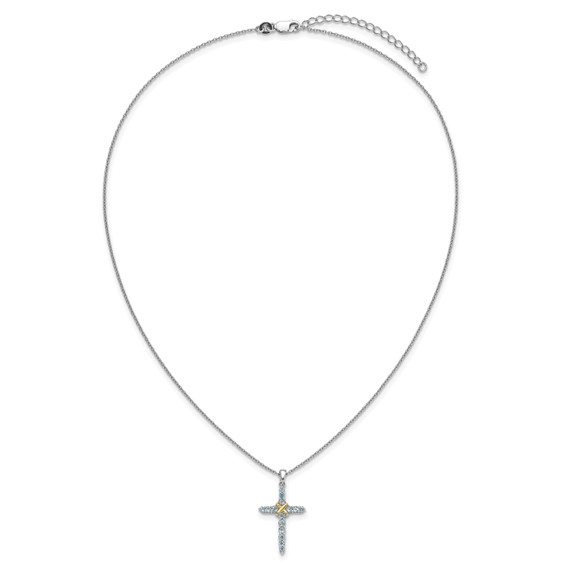 Sterling Silver w/14k Cross Gemstone Necklaces