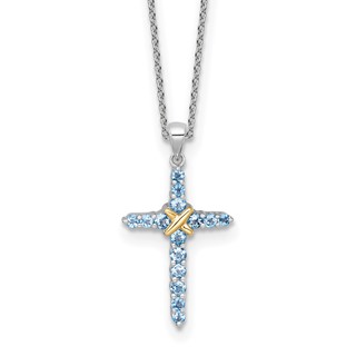 Sterling Silver w/14k Cross Gemstone Necklaces