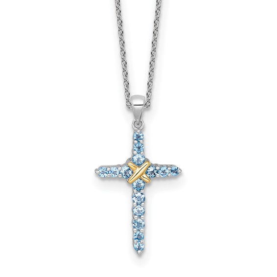 Sterling Silver w/14k Cross Gemstone Necklaces