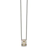 Shey Couture Sterling Silver Antiqued Necklace with 14K Accent Diamond, 18" view 2