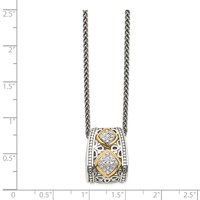 Shey Couture Sterling Silver Antiqued Necklace with 14K Accent Diamond, 18" view 3