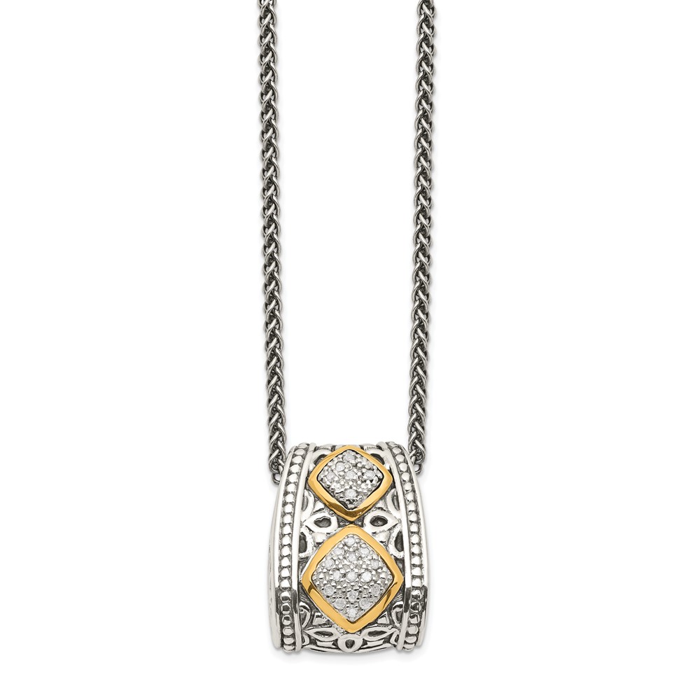 Shey Couture Sterling Silver Antiqued Necklace with 14K Accent Diamond, 18"