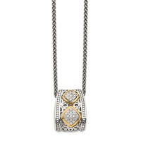 Shey Couture Sterling Silver Antiqued Necklace with 14K Accent Diamond, 18" view 1