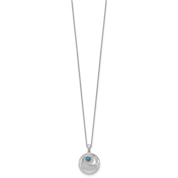 Sterling Silver w/14k Circle Gemstone Necklaces