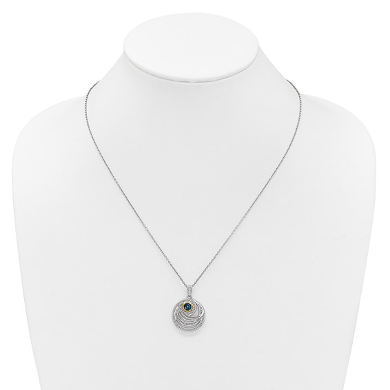 Sterling Silver w/14k Circle Gemstone Necklaces