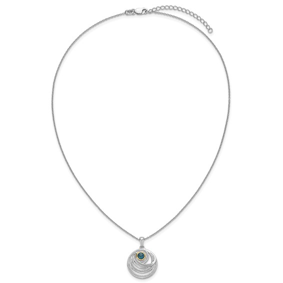 Sterling Silver w/14k Circle Gemstone Necklaces
