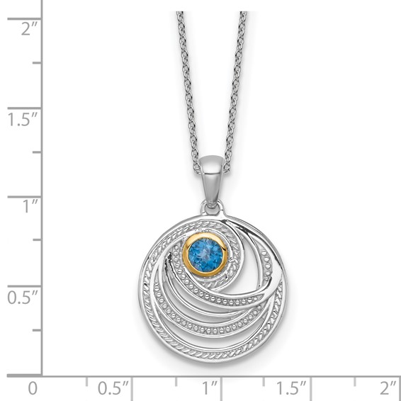 Sterling Silver w/14k Circle Gemstone Necklaces
