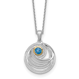 Sterling Silver w/14k Circle Gemstone Necklaces