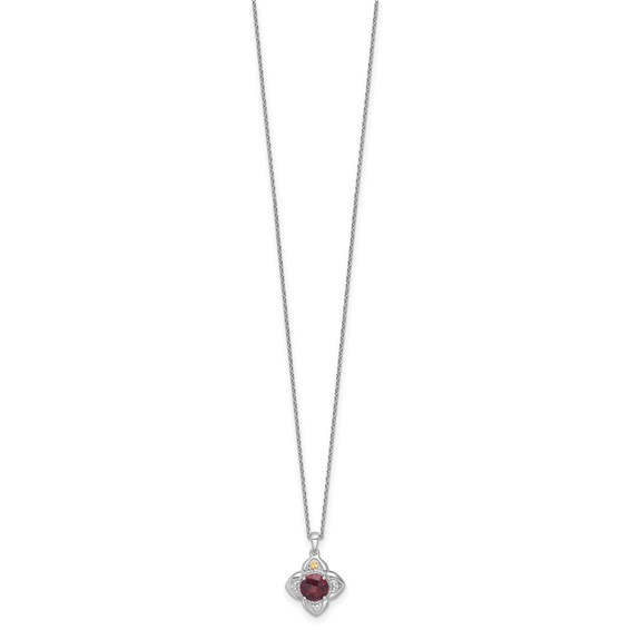 Sterling Silver w/14k Floral Gemstone Necklaces