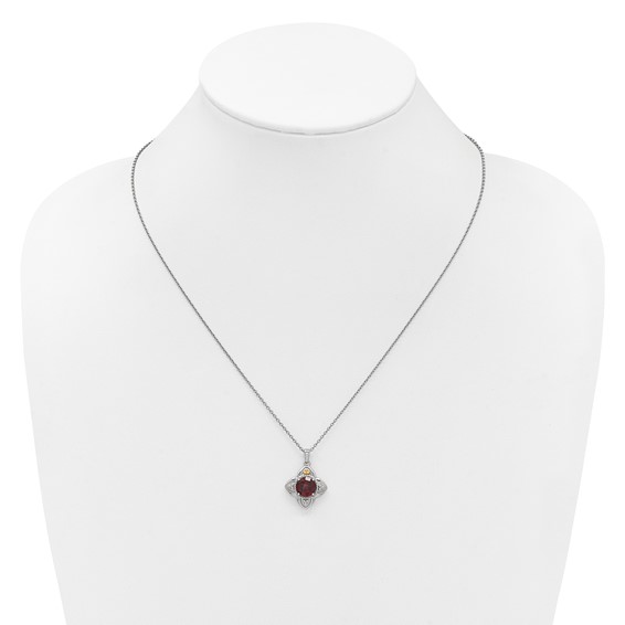 Sterling Silver w/14k Floral Gemstone Necklaces