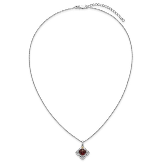Sterling Silver w/14k Floral Gemstone Necklaces