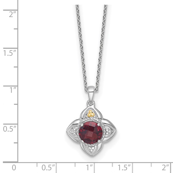 Sterling Silver w/14k Floral Gemstone Necklaces