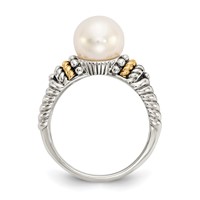 Shey Couture Sterling Silver Ring with 14K Accent Antiqued 8mm Freshwater Cultured Pearl view 2