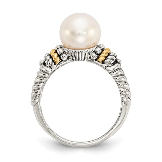 Shey Couture Sterling Silver with 14K Accent Antiqued 8mm Freshwater Cultured Pearl Ring