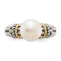Shey Couture Sterling Silver Ring with 14K Accent Antiqued 8mm Freshwater Cultured Pearl view 5