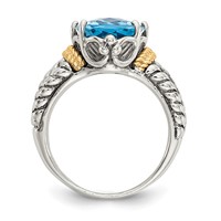 Shey Couture Sterling Silver Ring with 14K Accent Antiqued Oval Swiss Blue Topaz view 2