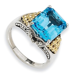 Sterling Silver w/14k Blue Topaz Ring